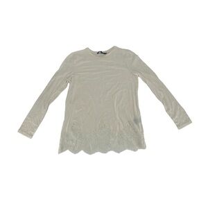 Lauren Ralph Lauren White Long Sleeve Lace Shirt Size Small Petite Women’s